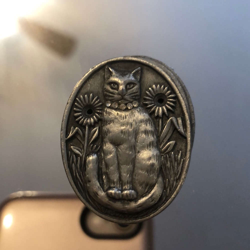 Pewter Trinket Cat Pin box MS DEE